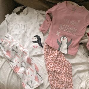 Carter's Penguin Pajama Set - Pink and White